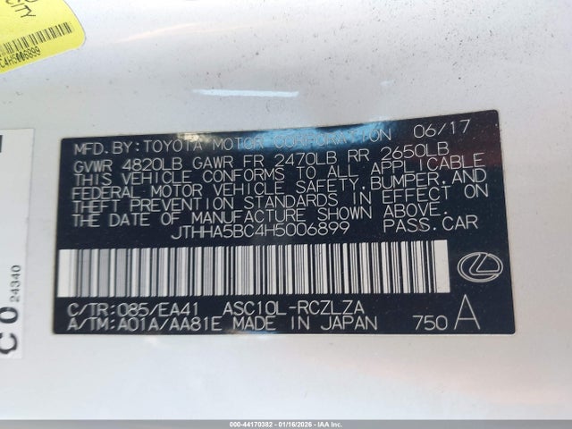 2017 LEXUS RC 200T JTHHA5BC4H5006899 Photo 8