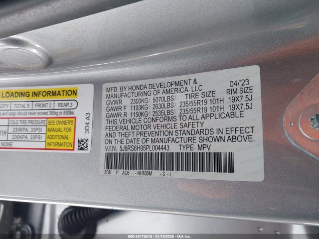 5J6RS6H95PL004443 Honda Cr-v Hybrid Sport Touring