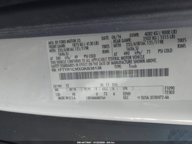 2016 FORD TRANSIT-250 1FTYR1CMXGKB38138 Photo 8