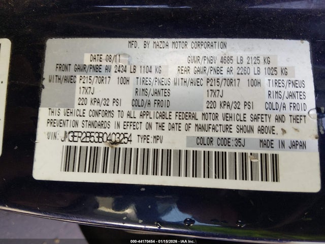 Aukcja sprzedaży 2011 Mazda Cx-7 I Sport, vin: JM3ER2B53B0403254, numer aukcji: 44170454