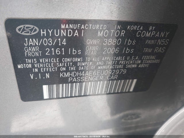 Hyundai ELANTRA SE 2014 KMHDH4AE6EU092979 Image 9