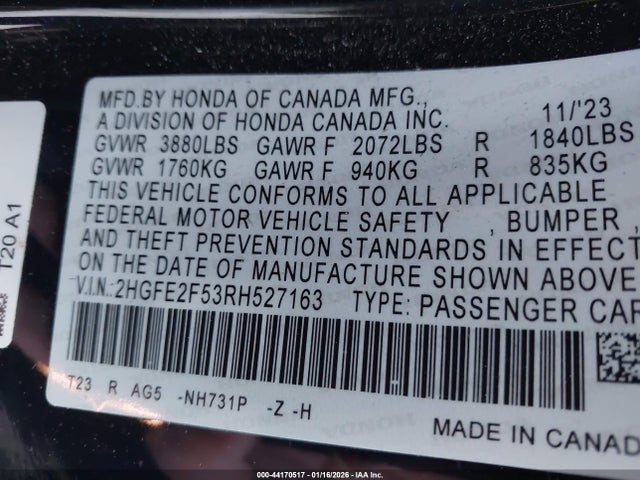 Honda Civic Sport 2024 2HGFE2F53RH527163 Image 9