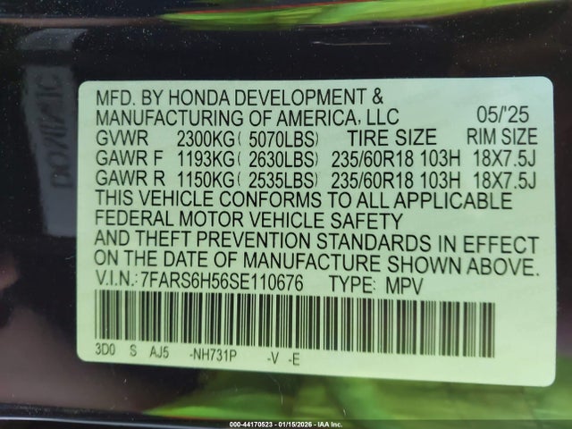 7FARS6H56SE110676 Honda Cr-v Hybrid Sport