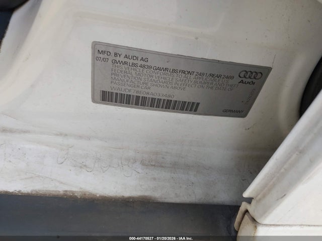 2008 AUDI A4 WAUDF78E08A033480 Photo 8