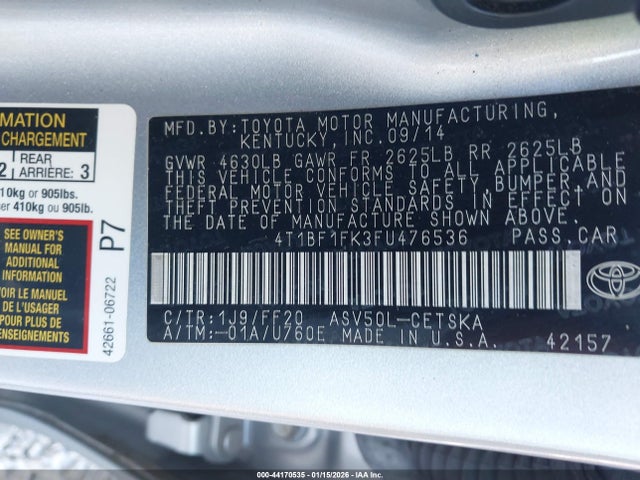 Toyota CAMRY SE 2015 4T1BF1FK3FU476536 Image 9