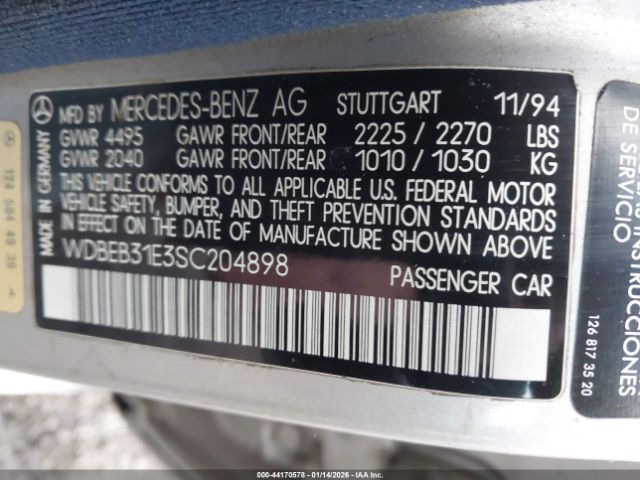 1995 MERCEDES-BENZ E WDBEB31E3SC204898 Photo 8