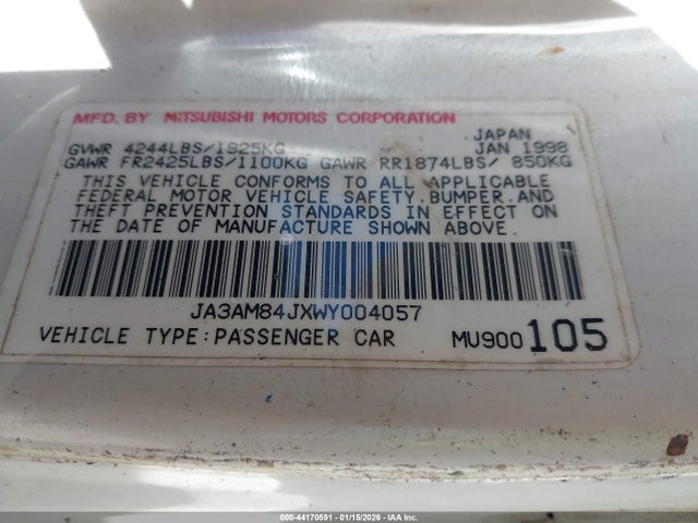 1998 MITSUBISHI 3000 GT JA3AM84JXWY004057 Photo 8