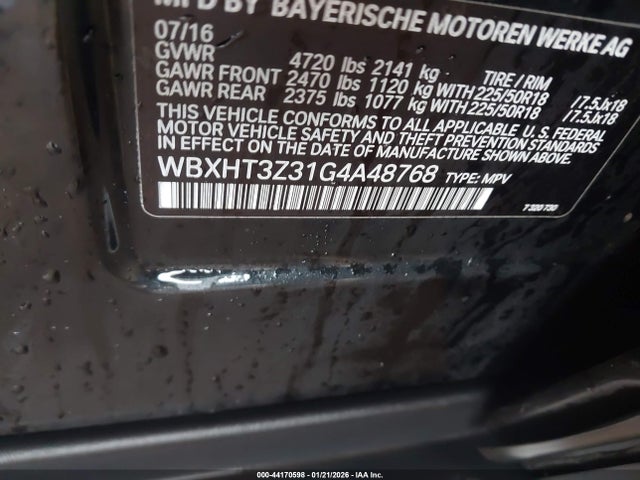 Aukcja sprzedaży 2016 Bmw X1 Xdrive28i, vin: WBXHT3Z31G4A48768, numer aukcji: 44170598