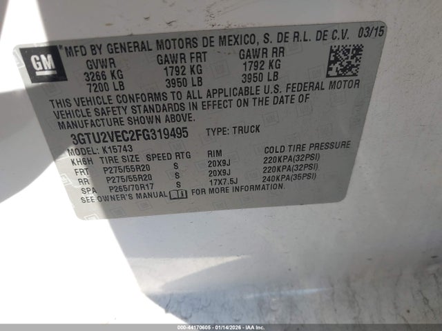 GMC Sierra 1500 Slt 2015 3GTU2VEC2FG319495 Image 9