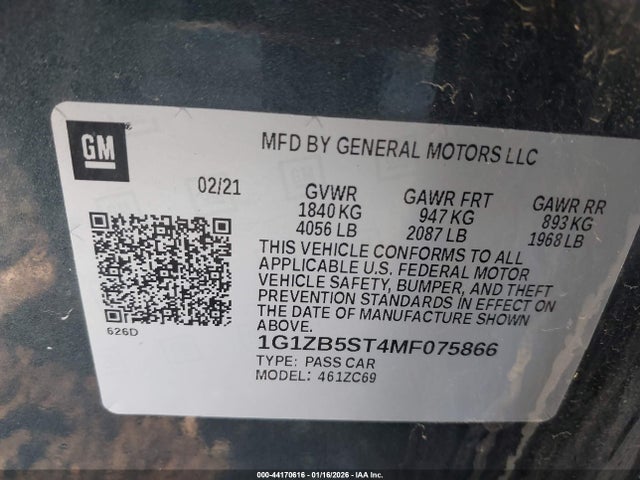 2021 CHEVROLET MALIBU 1G1ZB5ST4MF075866 Photo 8