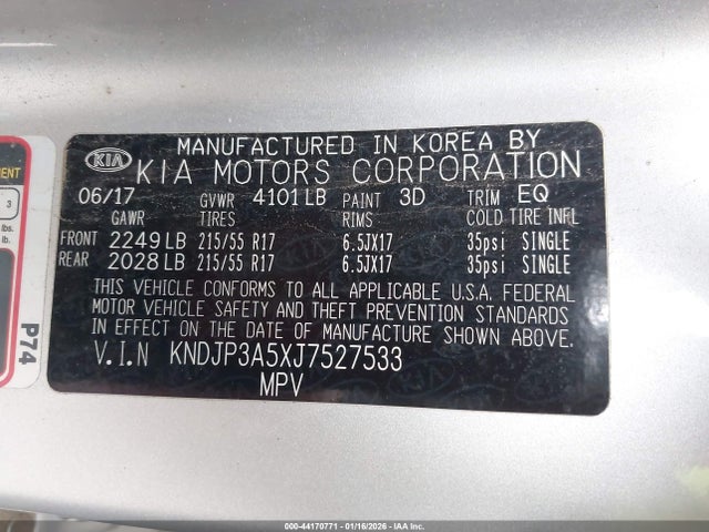 KIA SOUL + 2018 KNDJP3A5XJ7527533 Image 9