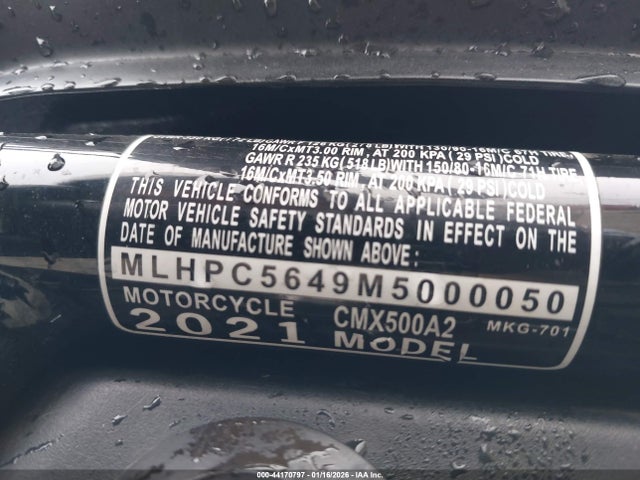 2021 HONDA CMX500 MLHPC5649M5000050 Photo 9