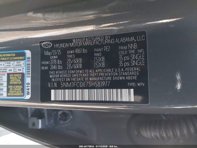 5NMJFCDE7SH581977 Hyundai Tucson Xrt