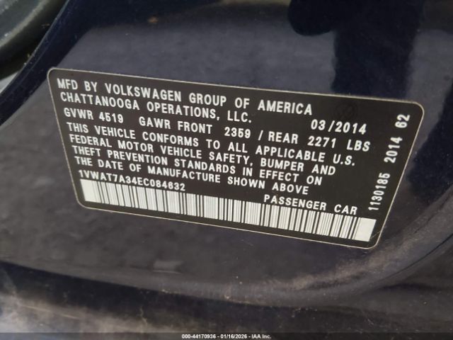2014 VOLKSWAGEN PASSAT 1VWAT7A34EC084632 Photo 8