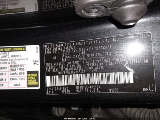 7MUFBABGXRV043457 Toyota Corolla Cross Hybrid Nightshade Edition