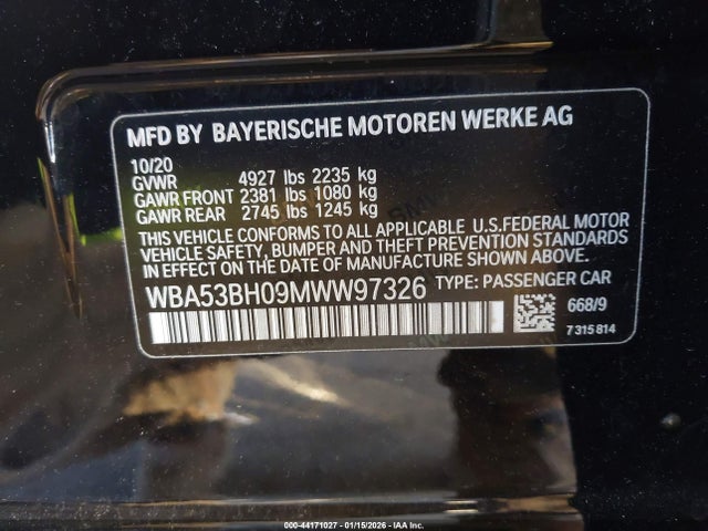 WBA53BH09MWW97326 BMW 530I