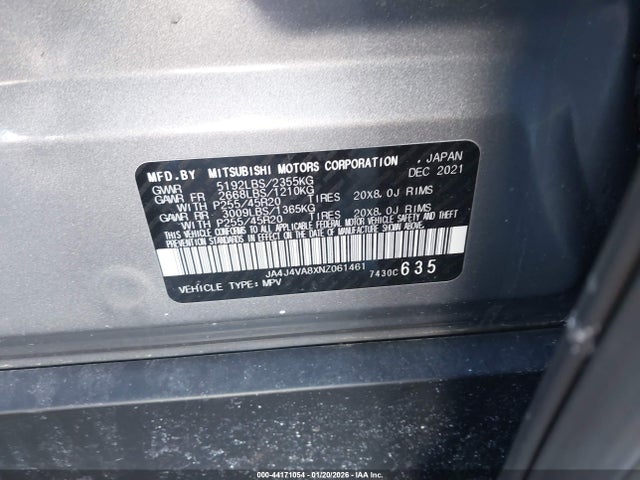 2022 MITSUBISHI OUTLANDER JA4J4VA8XNZ061461 Photo 8