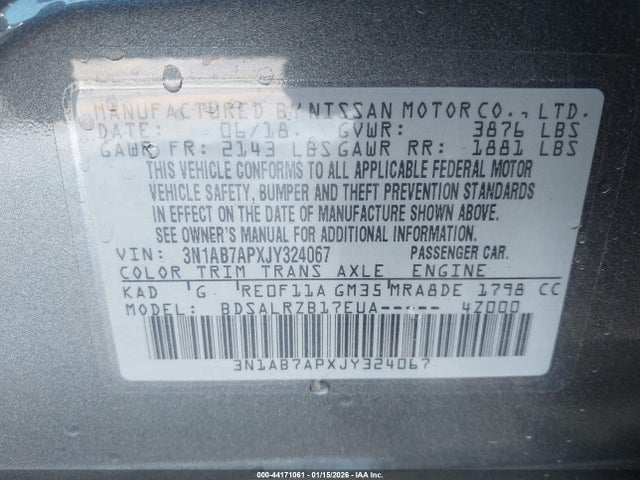 3N1AB7APXJY324067 Nissan SENTRA SR