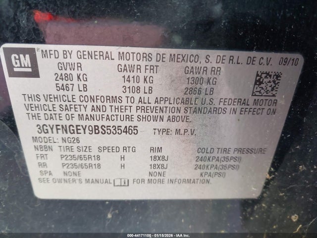 2011 CADILLAC SRX 3GYFNGEY9BS535465 Photo 8