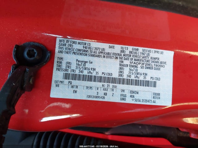 Ford FOCUS SE 2014 1FADP3F29EL190593 Image 9