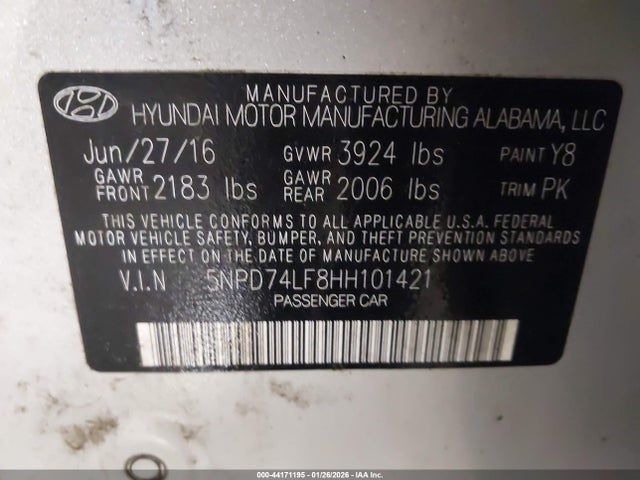 2017 HYUNDAI ELANTRA 5NPD74LF8HH101421 Photo 8