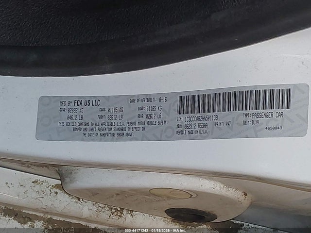 Продаж на аукціоні авто 2017 Chrysler 200 Limited Platinum, vin: 1C3CCCAB2HN501139, номер лоту: 44171242
