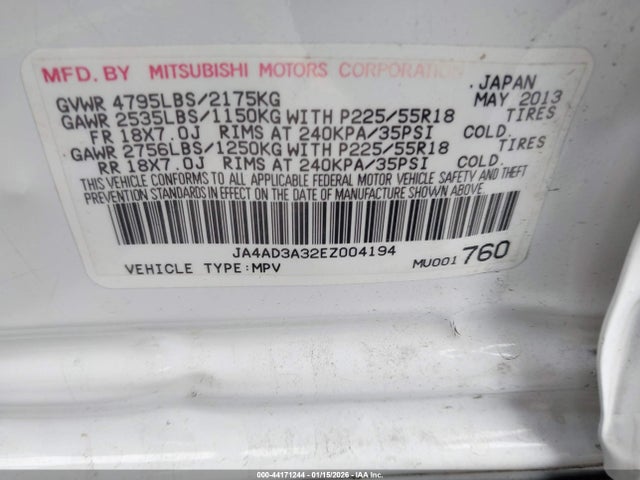 2014 MITSUBISHI OUTLANDER JA4AD3A32EZ004194 Photo 8