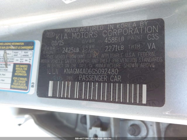 KNAGM4AD6G5092480 KIA OPTIMA HYBRID