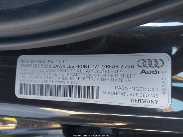 2012 AUDI A6 WAUHGAFC9CN080246 Photo 8