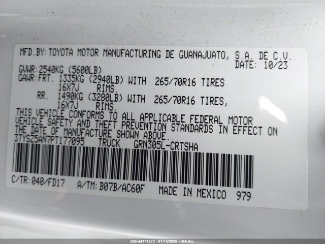 3TYSZ5AN7PT177095 Toyota Tacoma Sr5 V6
