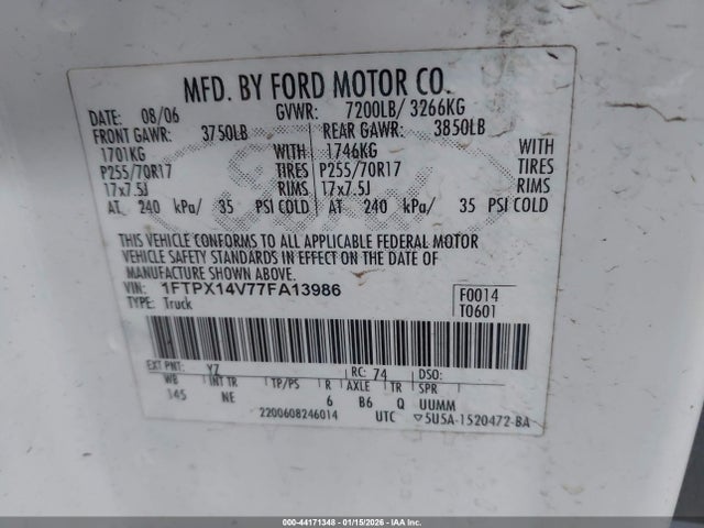 2007 FORD F-150 1FTPX14V77FA13986 Photo 8