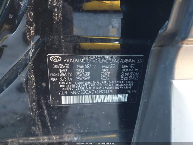 2020 HYUNDAI SANTA FE 5NMS3CAD4LH213315 Photo 8