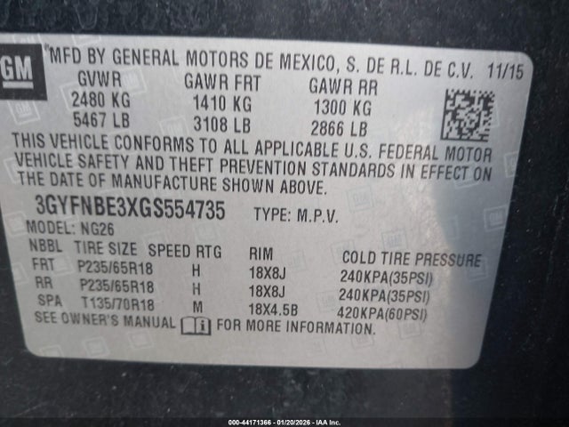 2016 CADILLAC SRX 3GYFNBE3XGS554735 Photo 8