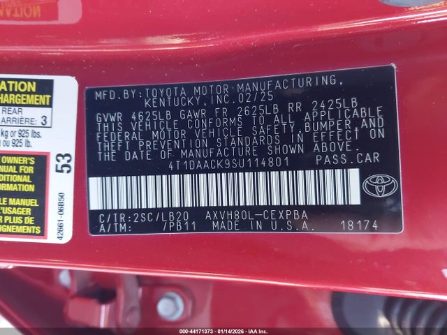 Toyota CAMRY XSE 2025 4T1DAACK9SU114801 Image 9