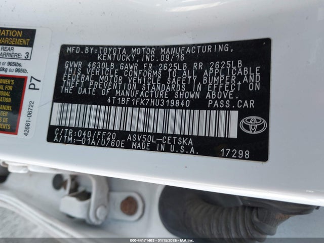 Toyota CAMRY SE 2017 4T1BF1FK7HU319840 Image 9