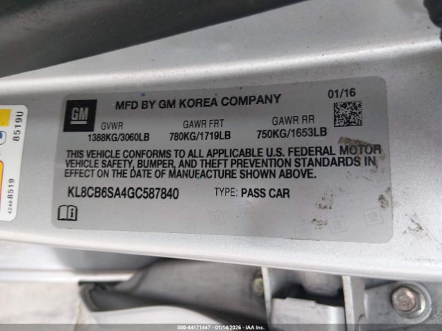 2016 CHEVROLET SPARK KL8CB6SA4GC587840 Photo 8