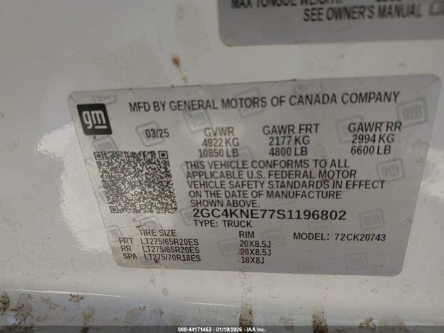 2GC4KNE77S1196802 Chevrolet Silverado 2500hd 4wd Standard Bed Lt