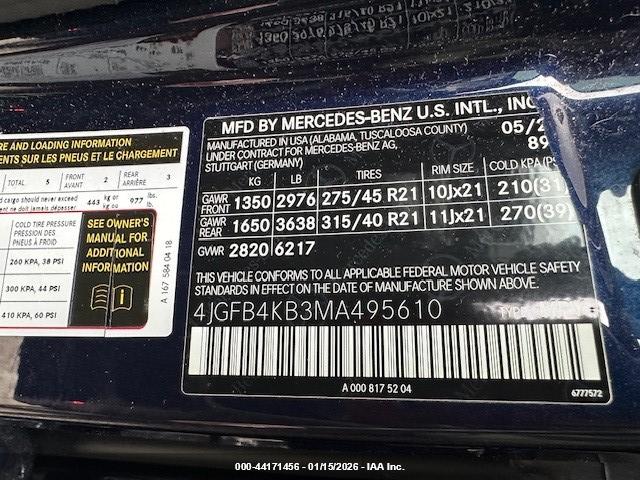 4JGFB4KB3MA495610 Mercedes-Benz GLE 350 4M