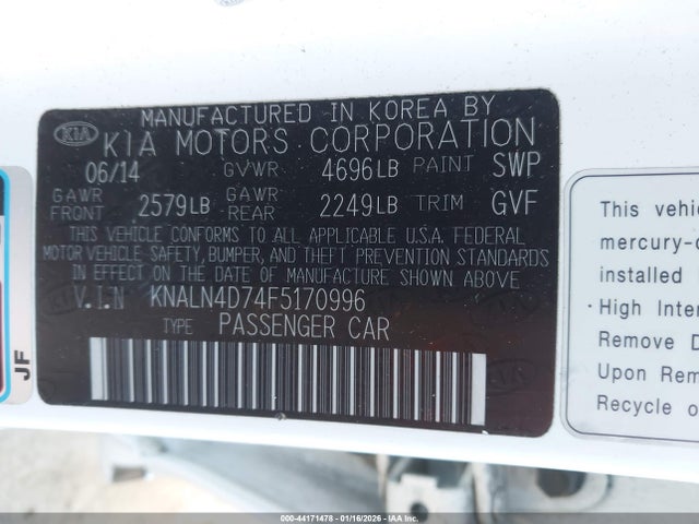 KNALN4D74F5170996 KIA Cadenza Premium