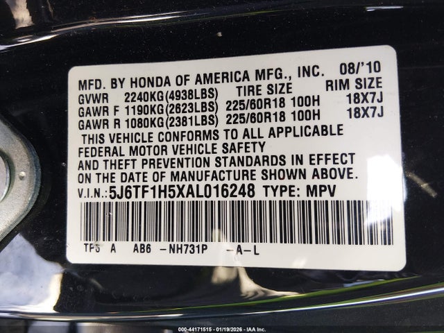 2010 HONDA ACCORD CROSSTOUR 5J6TF1H5XAL016248 Photo 8