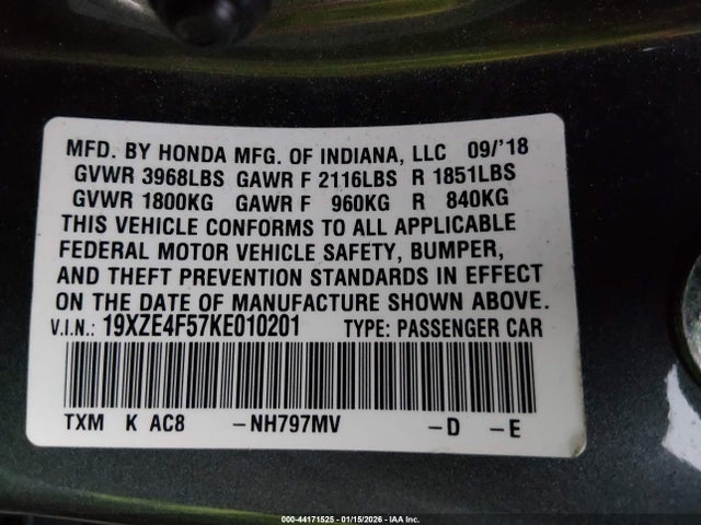 19XZE4F57KE010201 Honda INSIGHT EX