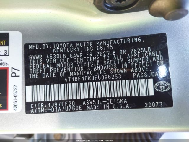 2015 TOYOTA CAMRY 4T1BF1FK8FU096253 Photo 8