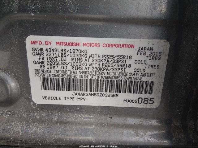 2016 MITSUBISHI OUTLANDER SPORT JA4AR3AW5GZ032568 Photo 8