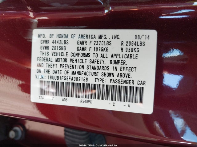 2015 ACURA TLX 19UUB1F59FA002189 Photo 8