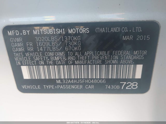 2015 MITSUBISHI MIRAGE ML32A4HJ5FH048066 Photo 8
