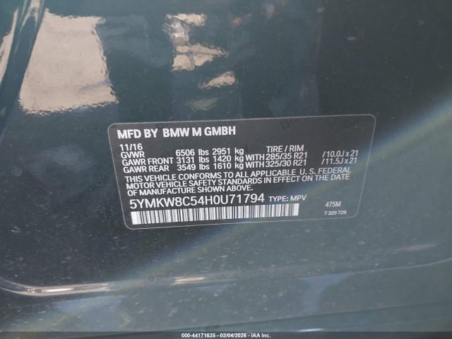 5YMKW8C54H0U71794 BMW X6 M