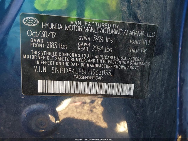 5NPD84LF5LH563053 Hyundai ELANTRA SEL