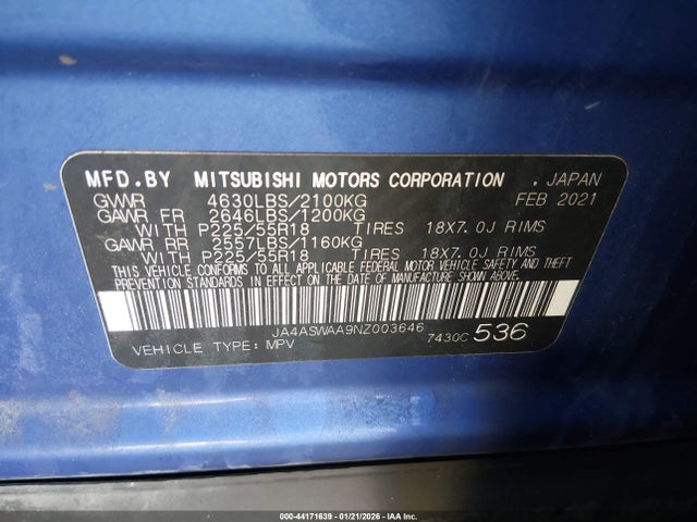 2022 MITSUBISHI ECLIPSE CROSS JA4ASWAA9NZ003646 Photo 8