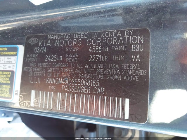 KIA Optima Hybrid Lx 2014 KNAGM4AD3E5068165 Image 9