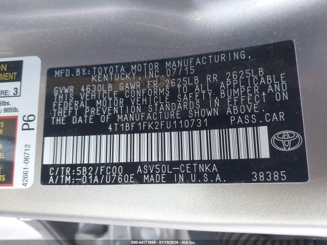 Toyota CAMRY LE 2015 4T1BF1FK2FU110731 Image 9